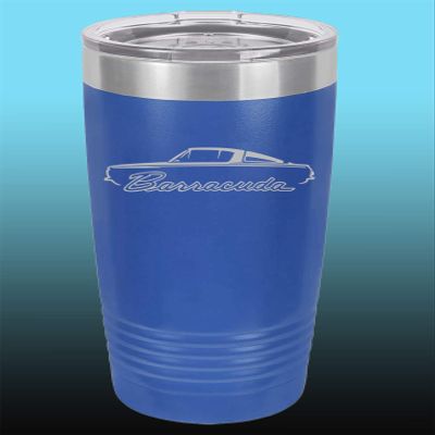 1964 1965 1966 Plymouth Barracuda 20oz Stainless Steel Tumbler w/Clear Lid royal