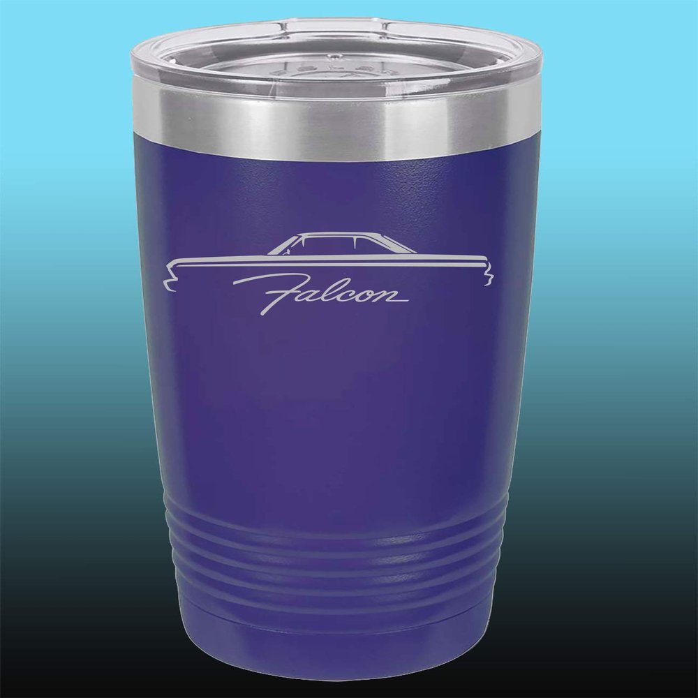 1964 1965 Ford Falcon Hardtop 20oz Stainless Steel Tumbler w/Clear Lid purple