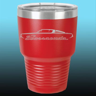 1964 1965 1966 Plymouth Barracuda 30oz Stainless Steel Tumbler w/Clear Lid red