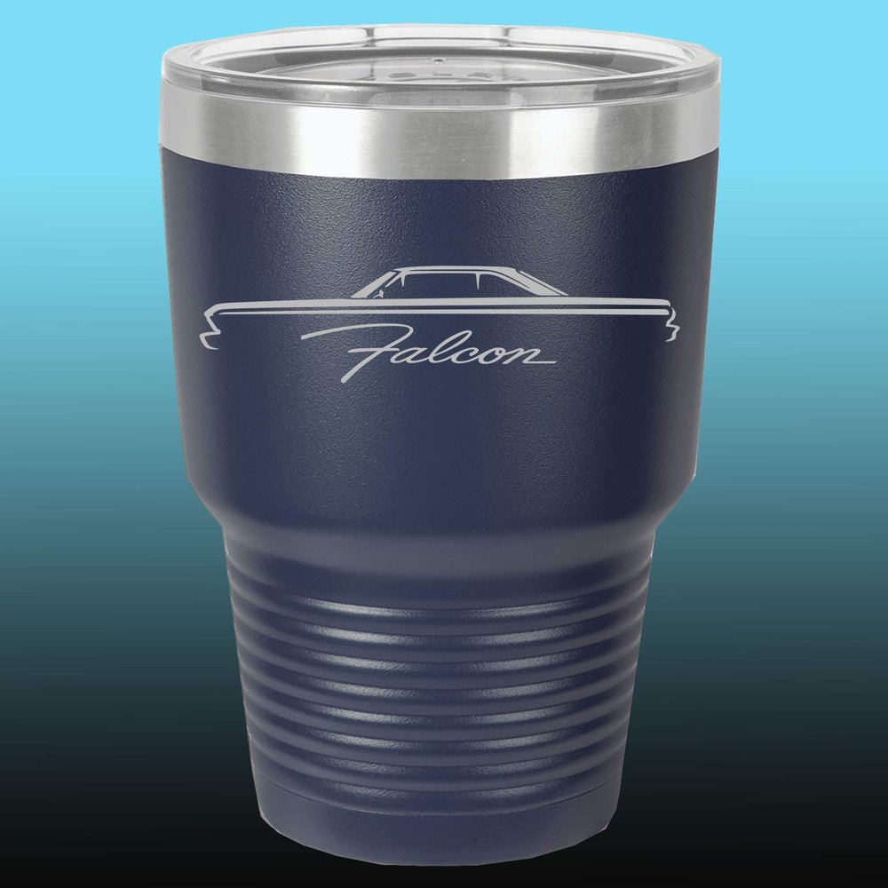 1964 1965 Ford Falcon Hardtop 30oz Stainless Steel Tumbler w/Clear Lid navy