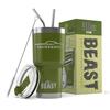 1967 1968 Ford Mustang Coupe Beast 30 oz Stainless Steel Insulated Tumbler w/Lid, 2 Straws, Brush and Gift Box army
