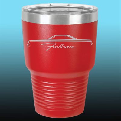 1964 1965 Ford Falcon Hardtop 30oz Stainless Steel Tumbler w/Clear Lid red