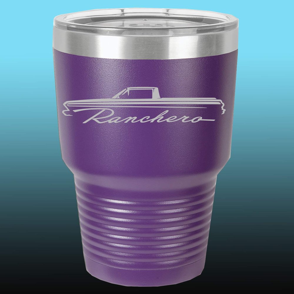 1964 1965 Ford Ranchero Truck 30oz Stainless Steel Tumbler w/Clear Lid purple