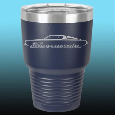 1964 1965 1966 Plymouth Barracuda 30oz Stainless Steel Tumbler w/Clear Lid navy