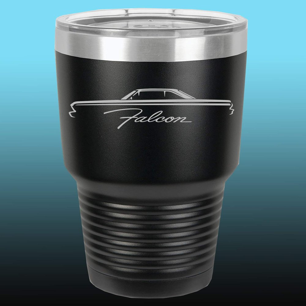 1964 1965 Ford Falcon Hardtop 30oz Stainless Steel Tumbler w/Clear Lid black