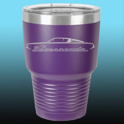 1964 1965 1966 Plymouth Barracuda 30oz Stainless Steel Tumbler w/Clear Lid purple
