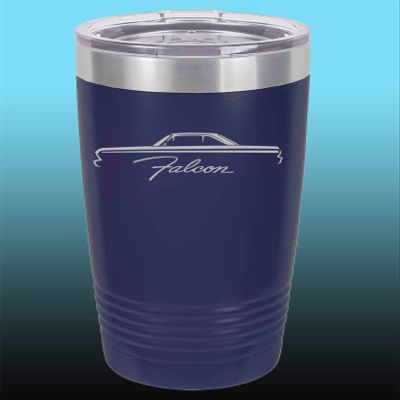 1964 1965 Ford Falcon Hardtop 20oz Stainless Steel Tumbler w/Clear Lid navy