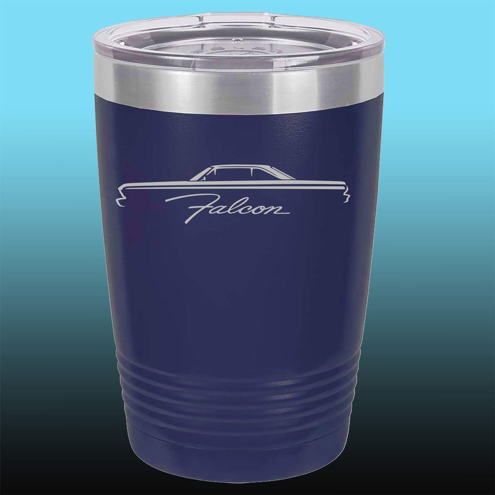 1964 1965 Ford Falcon Hardtop 20oz Stainless Steel Tumbler w/Clear Lid navy