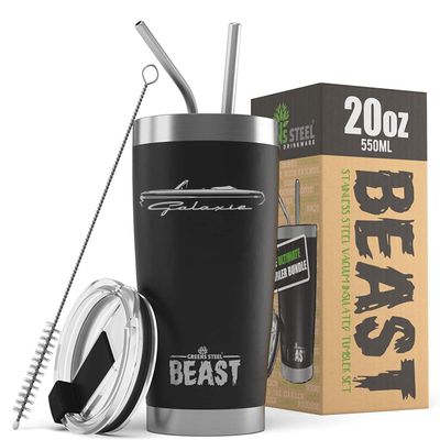 1964 Ford Galaxie Convertible Beast 20 oz Stainless Steel Insulated Tumbler w/Lid, 2 Straws, Brush and Gift Box black