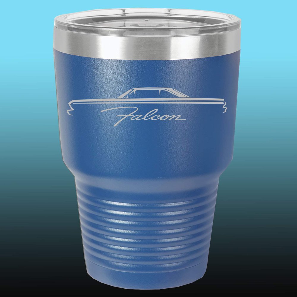 1964 1965 Ford Falcon Hardtop 30oz Stainless Steel Tumbler w/Clear Lid royal