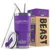 1964 Ford Galaxie Convertible Beast 30 oz Stainless Steel Insulated Tumbler w/Lid, 2 Straws, Brush and Gift Box purple view 1