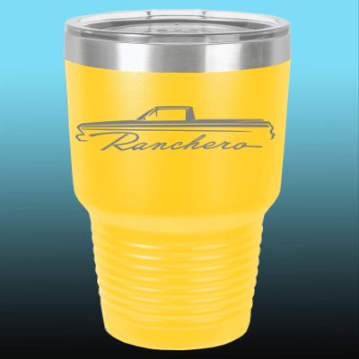 1964 1965 Ford Ranchero Truck 30oz Stainless Steel Tumbler w/Clear Lid yellow