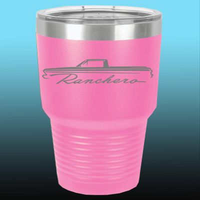 1964 1965 Ford Ranchero Truck 30oz Stainless Steel Tumbler w/Clear Lid pink