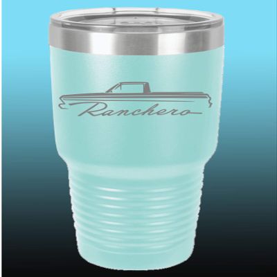 1964 1965 Ford Ranchero Truck 30oz Stainless Steel Tumbler w/Clear Lid seafoam