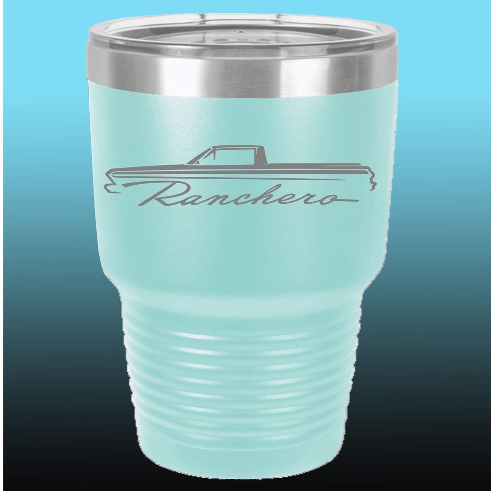 1964 1965 Ford Ranchero Truck 30oz Stainless Steel Tumbler w/Clear Lid seafoam