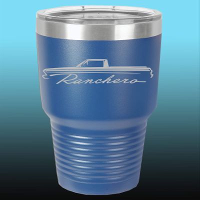 1964 1965 Ford Ranchero Truck 30oz Stainless Steel Tumbler w/Clear Lid royal