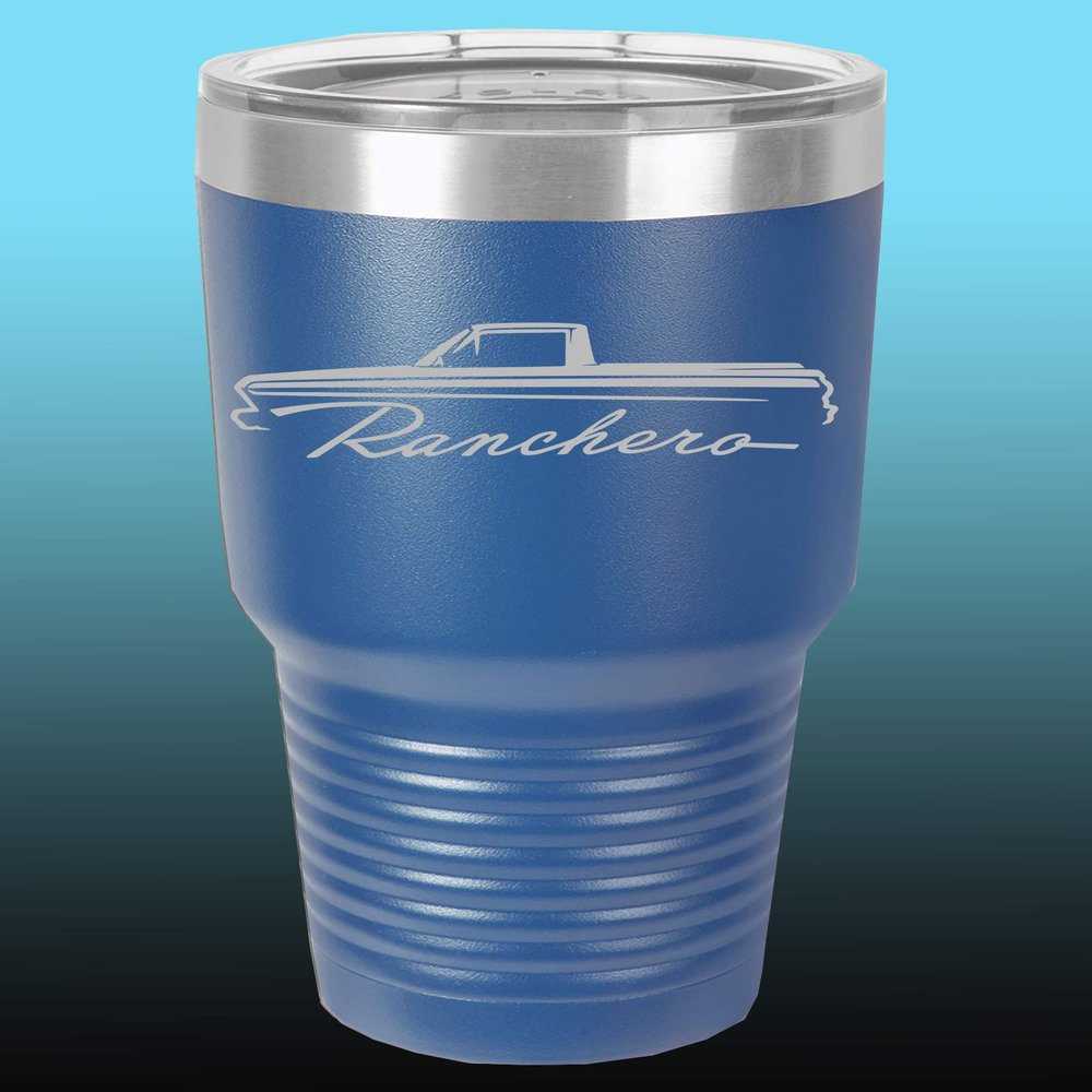 1964 1965 Ford Ranchero Truck 30oz Stainless Steel Tumbler w/Clear Lid royal