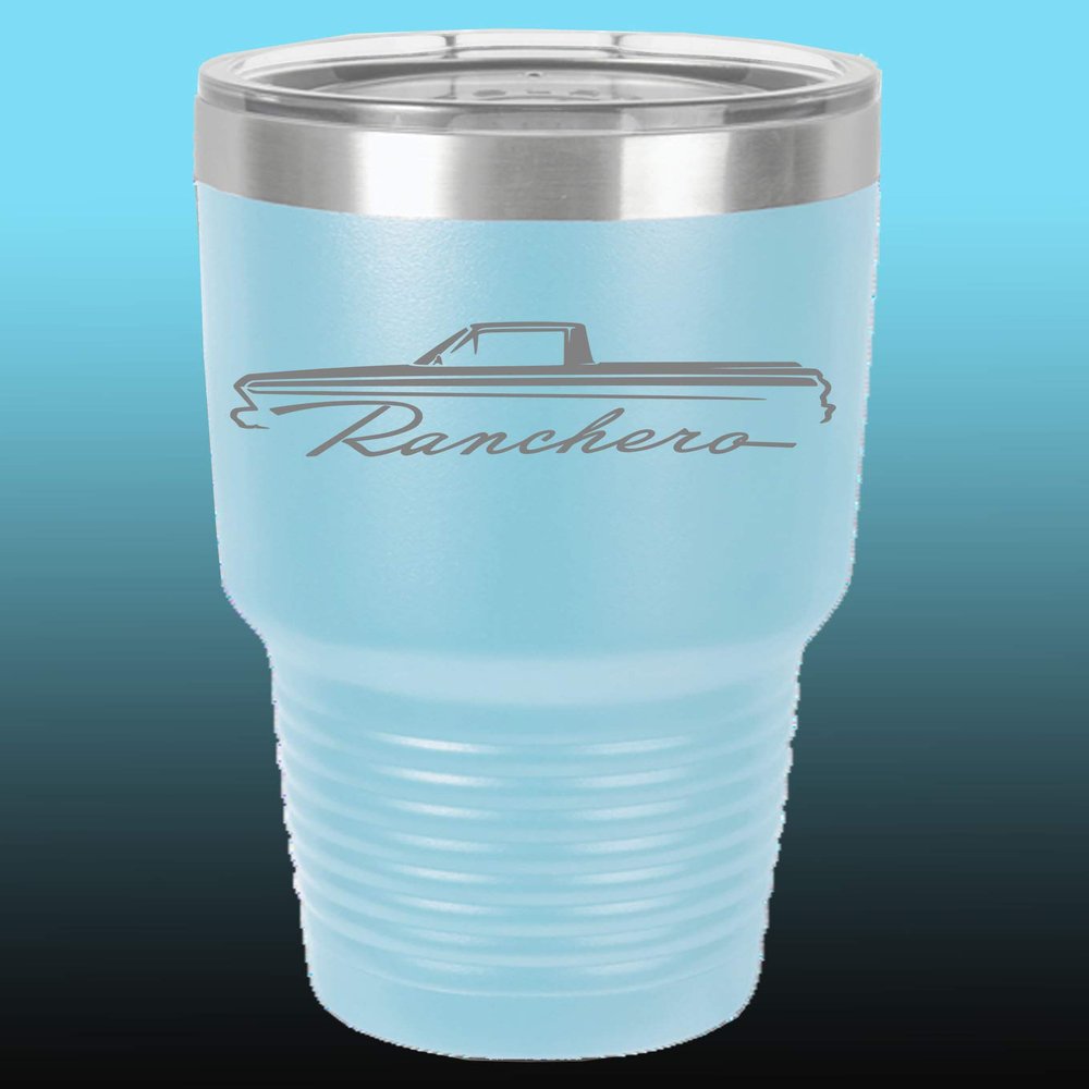 1964 1965 Ford Ranchero Truck 30oz Stainless Steel Tumbler w/Clear Lid ltblue