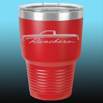 1964 1965 Ford Ranchero Truck 30oz Stainless Steel Tumbler w/Clear Lid red