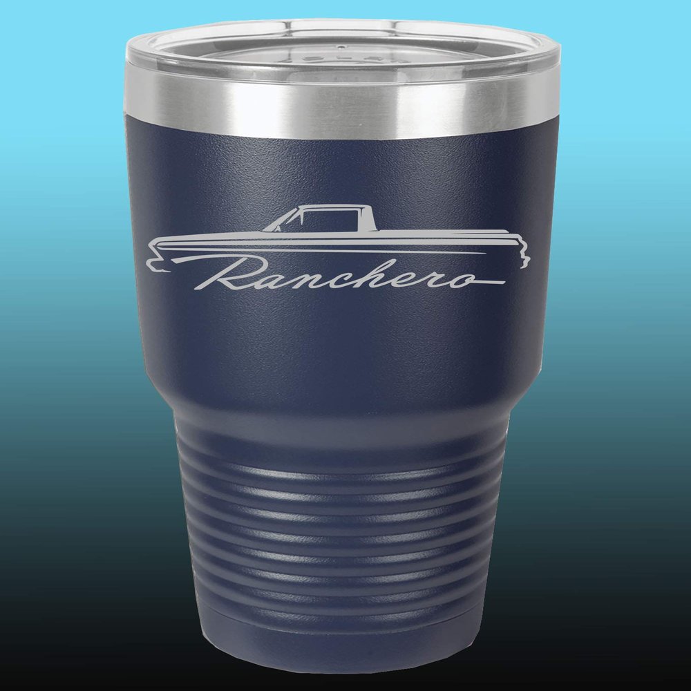 1964 1965 Ford Ranchero Truck 30oz Stainless Steel Tumbler w/Clear Lid navy