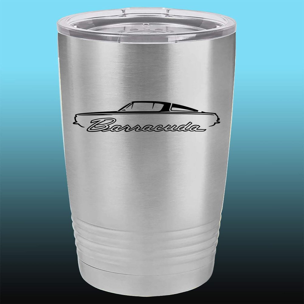 1964 1965 1966 Plymouth Barracuda 20oz Stainless Steel Tumbler w/Clear Lid stainless