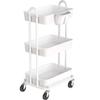 Simple Houseware 3-Tier Multifunctional Rolling Utility Cart with Hanging Bucket, White view 1