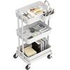 Simple Houseware 3-Tier Multifunctional Rolling Utility Cart with Hanging Bucket, White view 2
