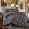100% Egyption Cotton Comforter Goose Down and Feather Filling Comforter 500 GSM Fill Power Buffy Overfilled All Season Dark Grey-Queen/Full Size Soft Quilted with Corner Tabs, Winter Warm Fluffy view 1