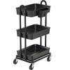 Simple Houseware 3-Tier Multifunctional Rolling Utility Cart with Hanging Bucket, Black view 1