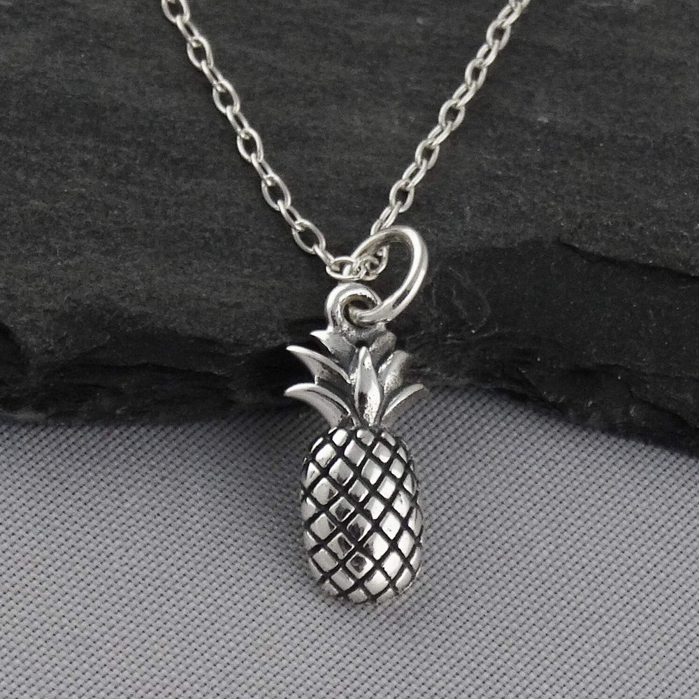 Tiny Pineapple Necklace - 925 Sterling Silver - Hawaiian Fruit Pendant New Kind
