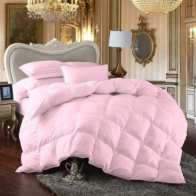 100% Egyption Cotton Comforter 500 GSM Fill Power All Season Baby Pink-Twin/TwinXL (68"X90") Size Soft Quilted with Corner Tabs, Winter Warm Fluffy