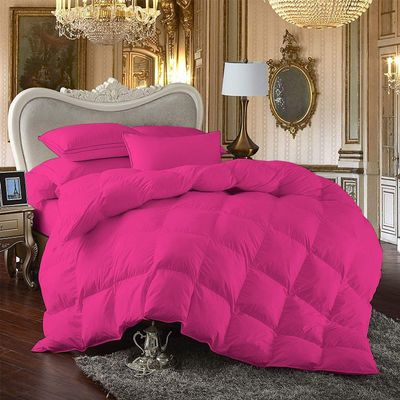 100% Egyption Cotton Comforter Goose Down and Feather Filling Comforter 500 GSM Fill Power All Season Hot Pink-Twin/TwinXL (68"X90") Size Soft Quilted with Corner Tabs, Winter Warm Fluffy