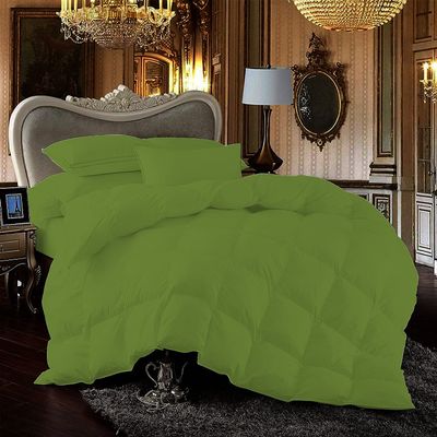 100% Egyption Cotton Comforter 500 GSM Fill Power All Season Sage-Twin/TwinXL Size (68"X90") Soft Quilted with Corner Tabs, Winter Warm Fluffy