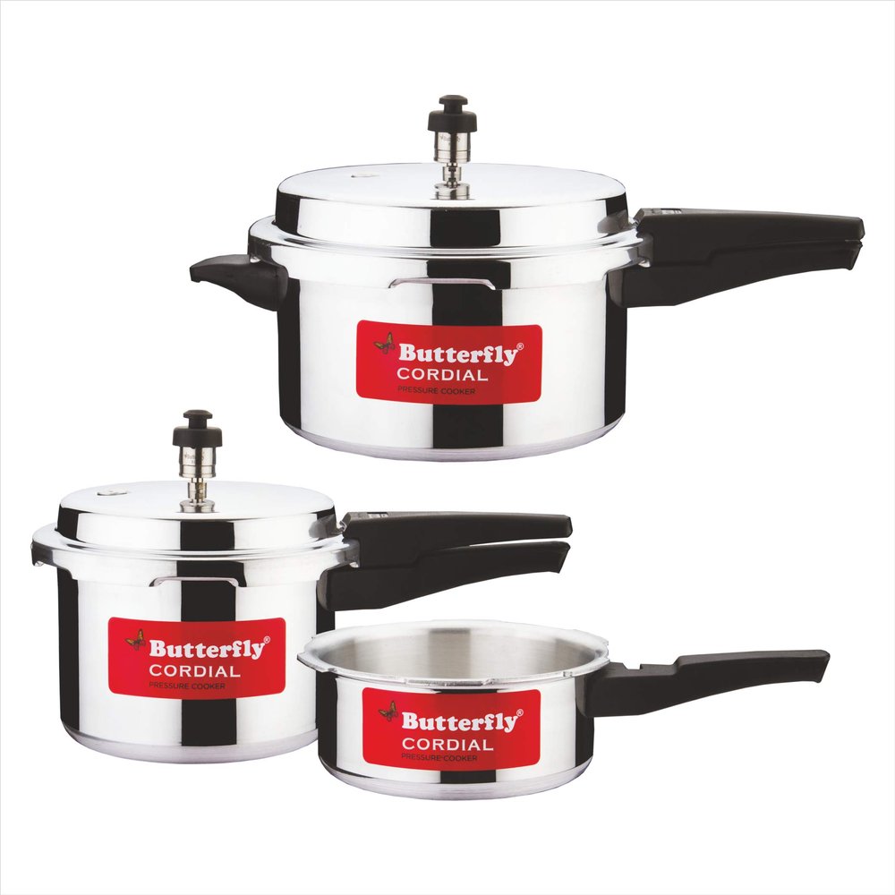 Butterfly Cordial 2 L, 3 L & 5 L Induction Bottom Outer Lid Pressure Cooker (Aluminium, Silver)
