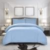 Duvet Cover King Size Set Sky Blue With Button Closure, Ultra Soft Silky Satin 4 Pieces Washed Comforter Cover Sets (1 Duvet Cover + 1 Fitted Sheet 15" Deep + 2 Pillow Shams) Duvet Set view 1