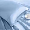 Duvet Cover King Size Set Sky Blue With Button Closure, Ultra Soft Silky Satin 4 Pieces Washed Comforter Cover Sets (1 Duvet Cover + 1 Fitted Sheet 15" Deep + 2 Pillow Shams) Duvet Set view 4