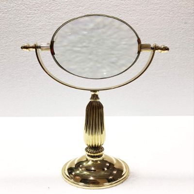Vintage Style Gold Shiny Brass Glass Revolving Magnifying Desk Lens 4" Magnifier Office Decorative