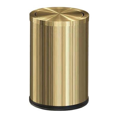LEASYLIFE 9L/2.4Gal Gold Trash Can,Brass Bathroom Garbae Can with Flipping Lid,Small Brass Garbage Can for Office, Laundry Room,Bedroom,Hotel