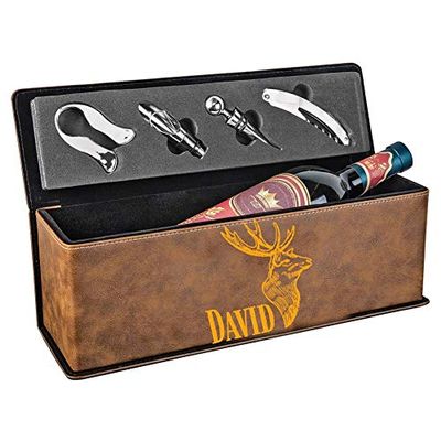 Customized Leatherette Single Wine Box with Tools, Personalized Your Own Box, Christmas Gift, New Year, Fathers Day Present