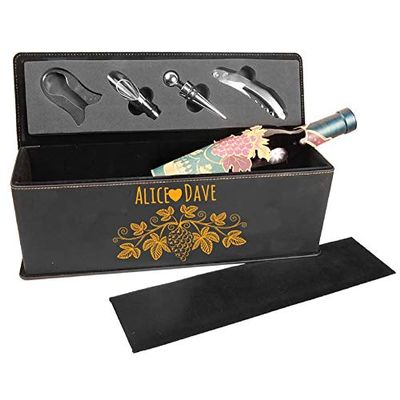 Customized Leatherette Single Wine Box with Tools, Personalized Your Own Box, Christmas Gift, New Year, Fathers Day Present