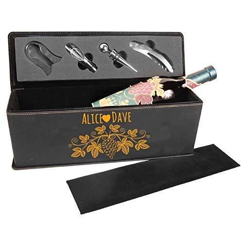 Customized Leatherette Single Wine Box with Tools, Personalized Your Own Box, Christmas Gift, New Year, Fathers Day Present