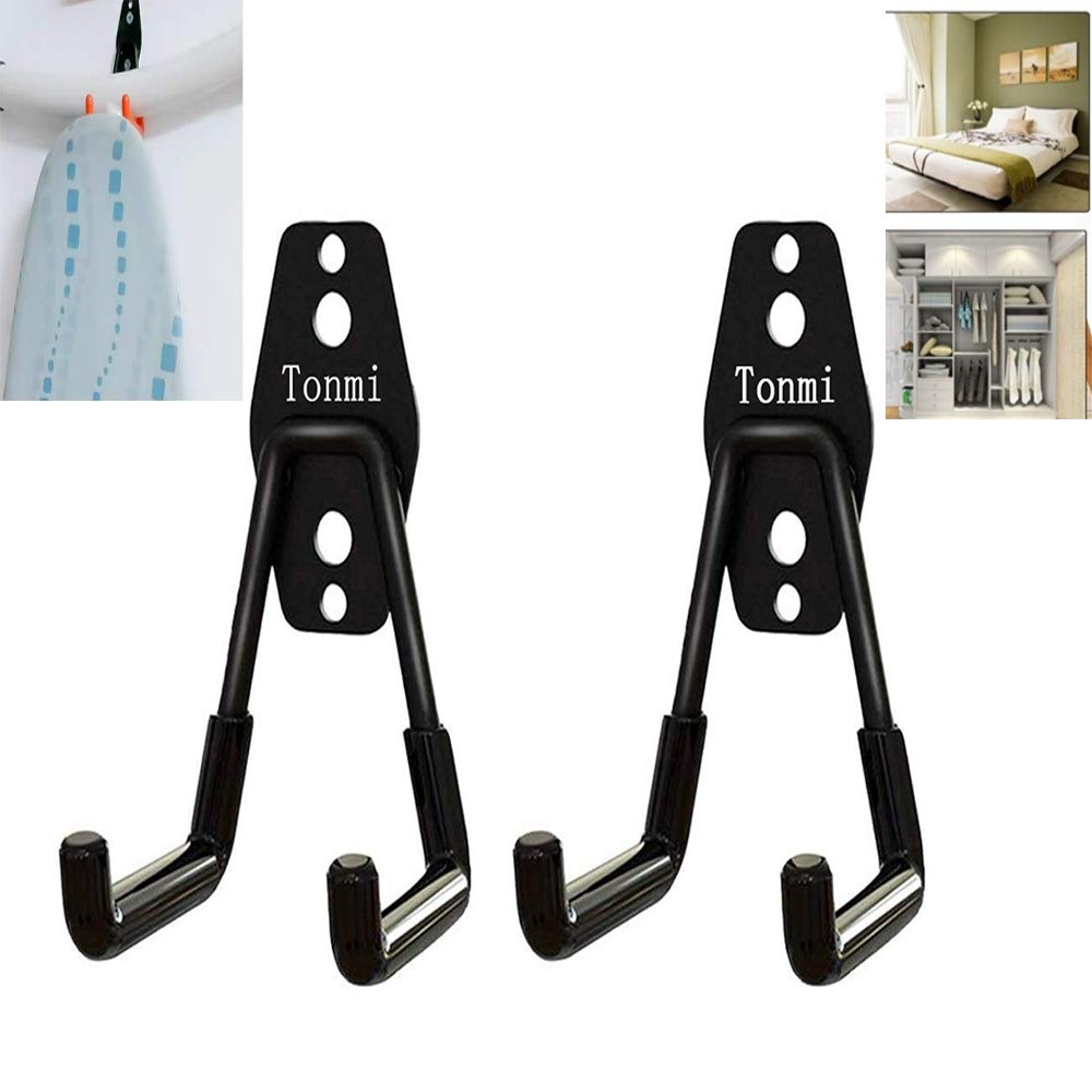 2Pcs Ironing Board Hook - Wall Mount Holder for Laundry & Utility Rooms
