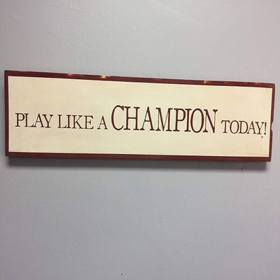 NOT BRANDED 13x50cm Play Like A Champion Today Oklahoma Sooner Notre Dame Primitive Vintage Rustic Distressed Wood Plaque Sign 849324, Multicolor