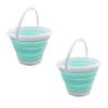 SAMMART Set of 2-10L (2.64Gallon) Collapsible Fishing Bucket - Foldable Round Tub - Portable Plastic Water Pail - Space Saving Outdoor Waterpot - Trunk Organizer (2, White/Lake Green) view 1