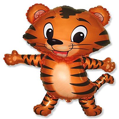 36" Flexmetal Tiger Cub with Blue Stripes Jungle Birthday Party Decoration Supply Mylar Foil Helium Balloon