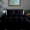 100% Organic Cotton Pinch Pleated Comforter with 2 Pillow,500 GSM Ultra-Soft Goose Down with 4 Corner Tabs Beautiful Pinch Pleat Baffle Box Design,Light Weight Comforter(Queen/Full-Black) view 1