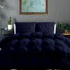 100% Organic Cotton Pinch Pleated Comforter with 2 Pillow,500 GSM Ultra-Soft Goose Down with 4 Corner Tabs Beautiful Pinch Pleat Baffle Box Design,Light Weight Comforter(Cal-King/King-Navy) view 1