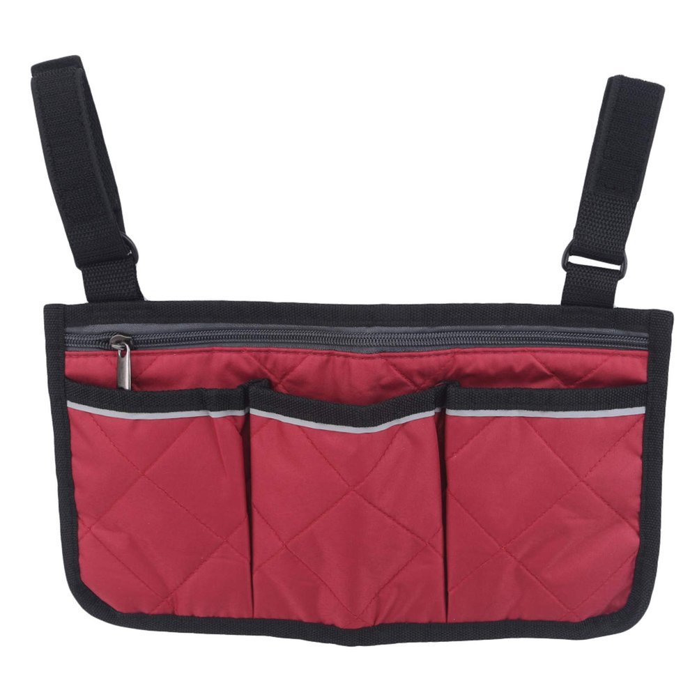 GOMYIE Wheelchair Bag With Pockets Universal Waterproof Armrest Side Bag For Scooter Accessories,Red Wine