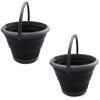 SAMMART Set of 2-10L (2.64Gallon) Collapsible Fishing Bucket - Foldable Round Tub - Portable Plastic Water Pail - Space Saving Outdoor Waterpot - Trunk Organizer (2, Grey/Black) view 1