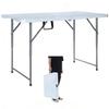 Lakhow Folding Table 4 Foot Heavy Duty Plastic Utility Table Portable Thick Table Top Indoor Outdoor Adjustable Height Folding Table,Sewing Table Camping Party Gathering White view 1
